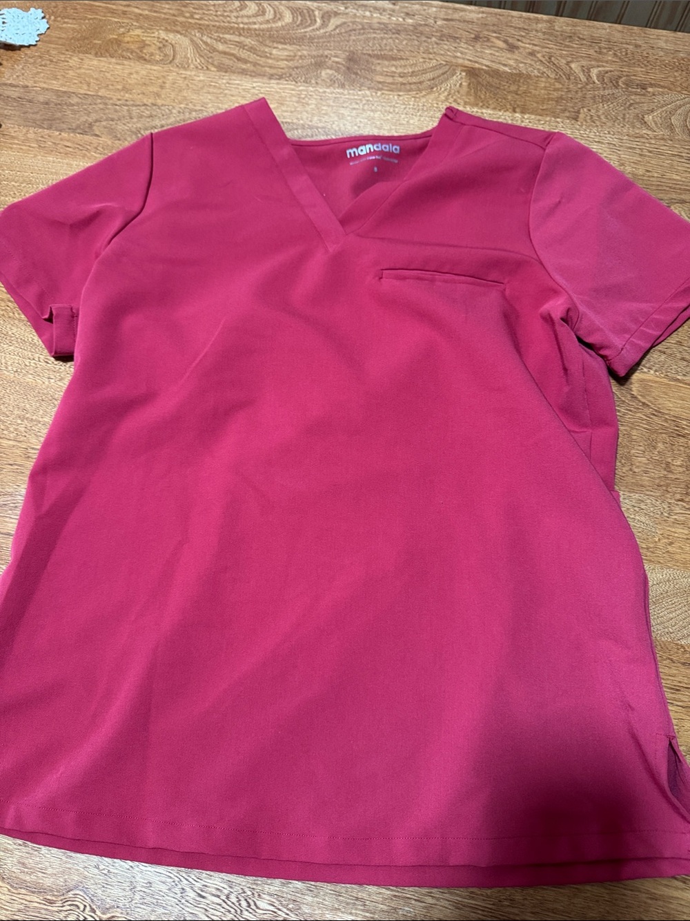 Mandala Women’s V-Neck Medical Scrub Top in Berry